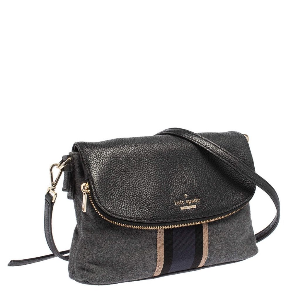 NWOT - Kate Spade Jackson Street Harlyn Felt Crossbody Bag - Grey/Black/Blue